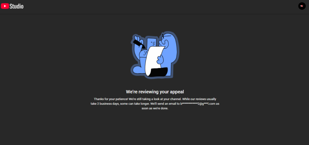 Screenshot email YouTube channel terminated untuk channel Midnight Anthem Project dengan alasan Circumvention policy yang absurd